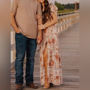 Bohemian floral wrap dress